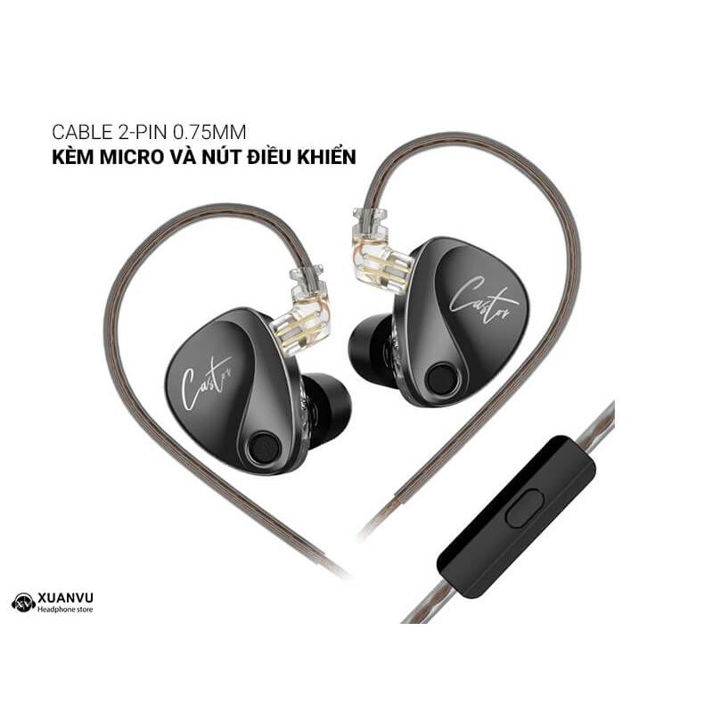Tai nghe KZ Castor - có Mic, Thiết kế bóng bẩy ấn tượng với hai phiên bản màu  Bạc âm trung tính , màu Đen tăng bass