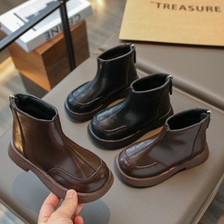  Giày Bốt cao cổ cho bé gái - Bốt trẻ em da mềm mại đế cao su chống trơn trượt phối khoá kéo dễ thương mẫu mới nhất D671 