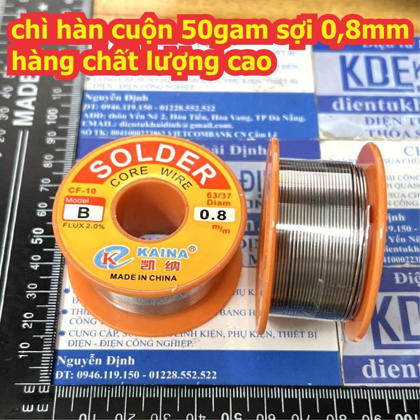 Chì hàn cuộn 50gam thiếc hàn sợi lõi 0.8mm 63% thiếc / hàng chất lượng cao kde2378