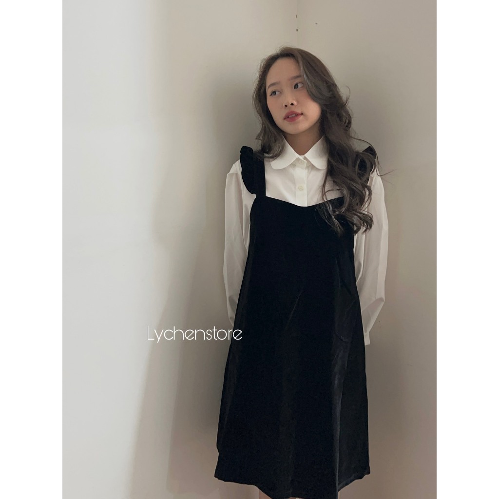𝐋𝐘𝐂𝐇𝐄𝐍- Set áo sơ mi + yếm nhung