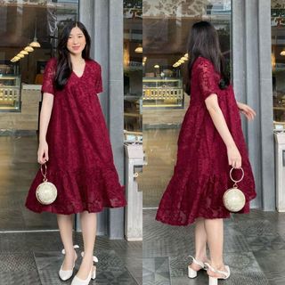 EVERMOM | Đầm bầu đi tiệc ren nhung đuôi cá Velvet Dress
