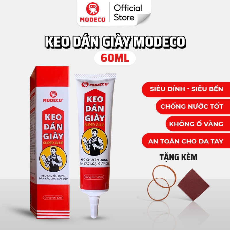 Keo Dán Giày Dép Chuyên Dụng Modeco 60 ml - Dính Siêu Chắc, Trong Suốt - Có Tặng Kèm Phụ Kiện, Dụng cụ