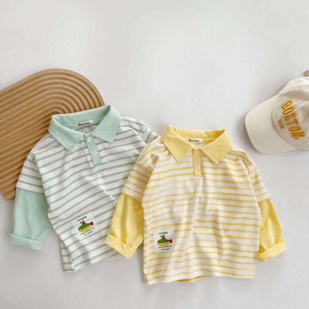 Áo polo dài tay cho bé trai chất liệu cotton mềm mịn, bé mặc đi học đi chơi-Quần áo trẻ em Miniumbaby A1786