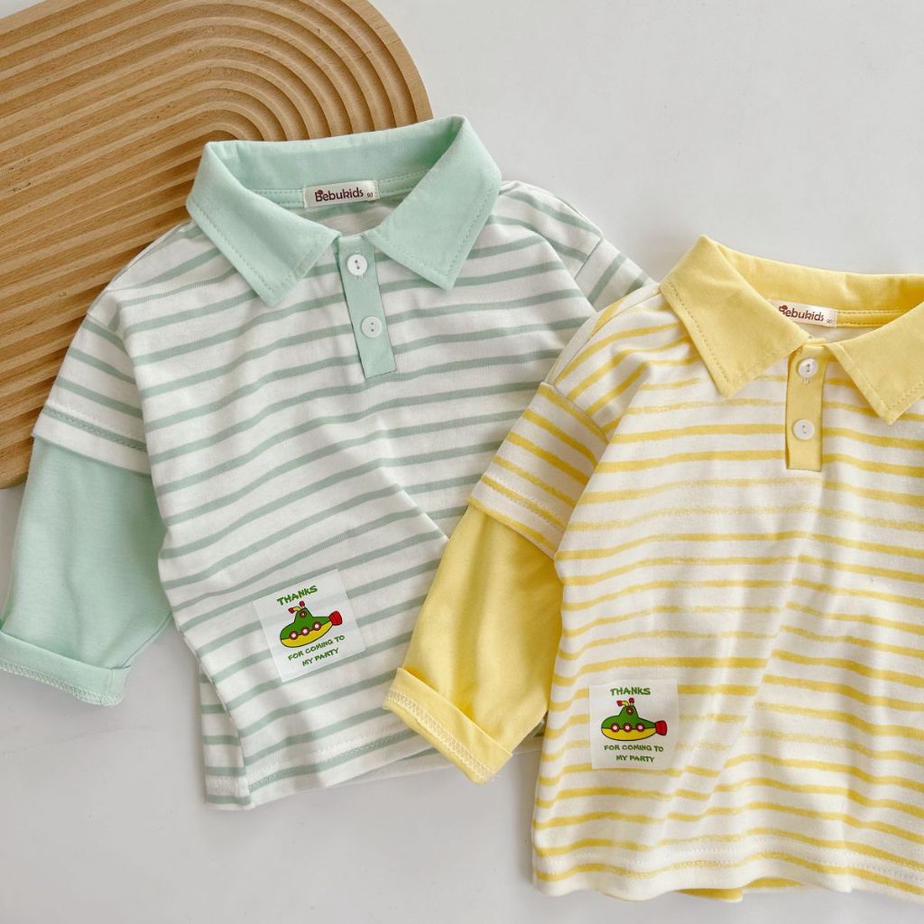 Áo polo dài tay cho bé trai chất liệu cotton mềm mịn, bé mặc đi học đi chơi-Quần áo trẻ em Miniumbaby A1786