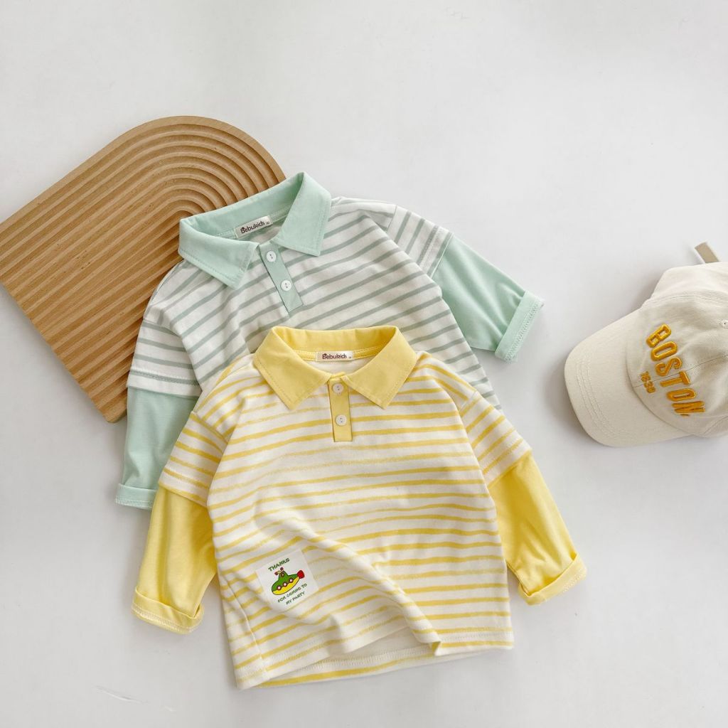 Áo polo dài tay cho bé trai chất liệu cotton mềm mịn, bé mặc đi học đi chơi-Quần áo trẻ em Miniumbaby A1786