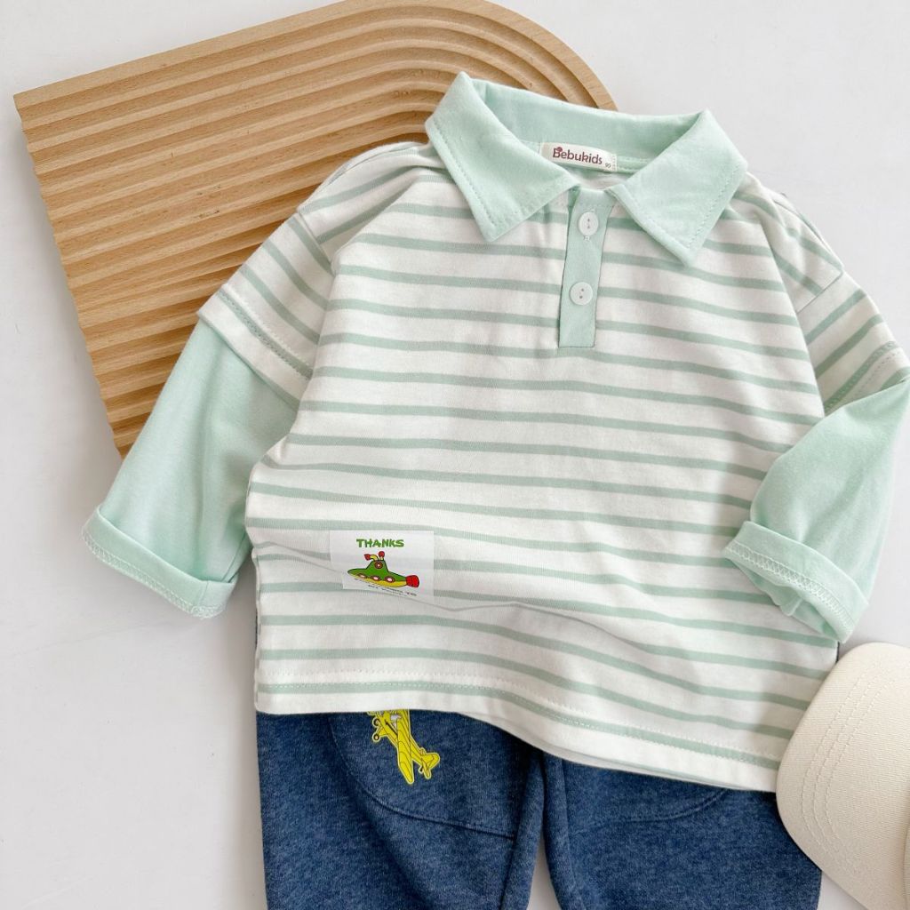 Áo polo dài tay cho bé trai chất liệu cotton mềm mịn, bé mặc đi học đi chơi-Quần áo trẻ em Miniumbaby A1786