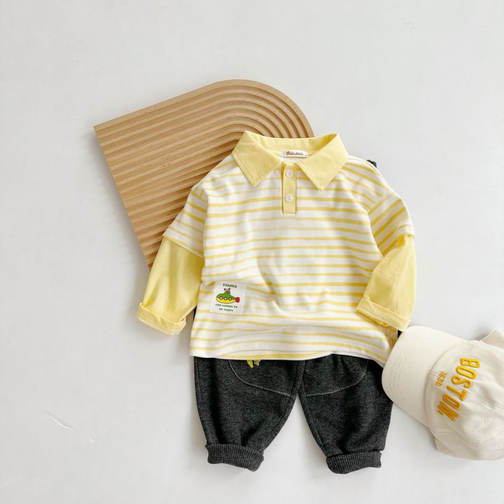 Áo polo dài tay cho bé trai chất liệu cotton mềm mịn, bé mặc đi học đi chơi-Quần áo trẻ em Miniumbaby A1786