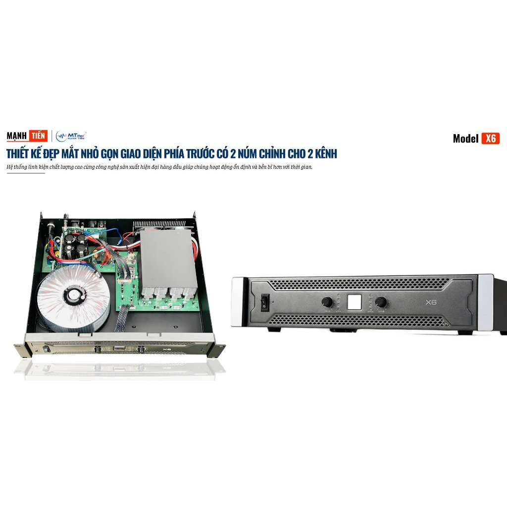 Cục Đẩy Công Suất Lớn X6 Đánh Được Cặp Loa Full Bass 30, Công Suất 600W/Kênh Sử Dụng Hát Karaoke Gia Đình, Chuyên Nghiệp