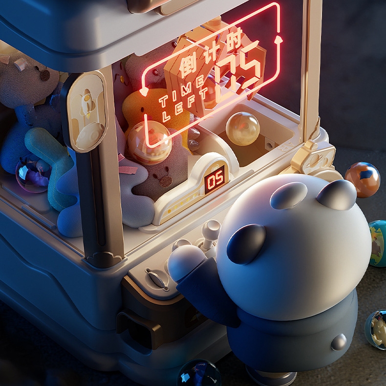 Máy Gắp Thú Mini Phi Hành Gia Kích Thước Lớn Có Nhạc Và Đèn Kèm Xu Đếm Thời Gian, Có Sẵn Nhiều Thú Bông