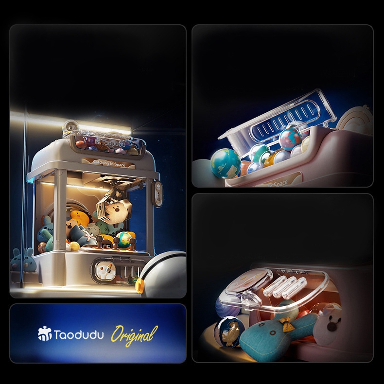 Máy Gắp Thú Mini Phi Hành Gia Kích Thước Lớn Có Nhạc Và Đèn Kèm Xu Đếm Thời Gian, Có Sẵn Nhiều Thú Bông