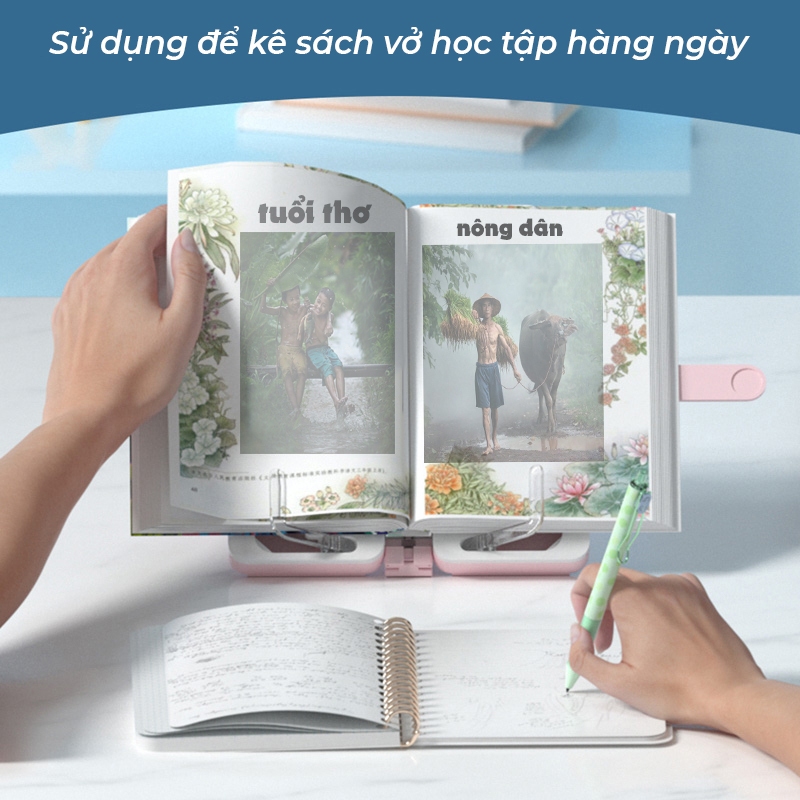 Hộp Bút Đa Năng 3in1 Kiêm Giá Đỡ Sách, Bảng Viết Cho Bé - Hộp Đựng Đồ Dùng Học Tập Tặng Kèm Khăn Lau, 2 Bút Dạ, Sticker