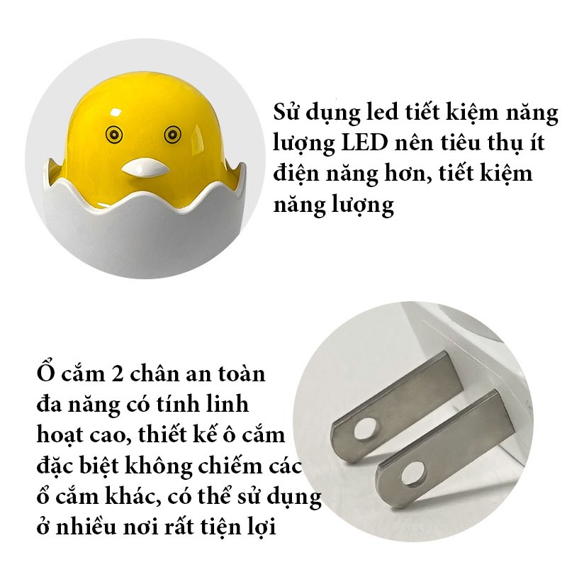 Dèn Ngủ Cảm Ứng, Đèn Ngủ Hình Con Gà Siêu Dễ Thương Cảm Biến Ánh Sáng Thông Minh - SONHOUSE