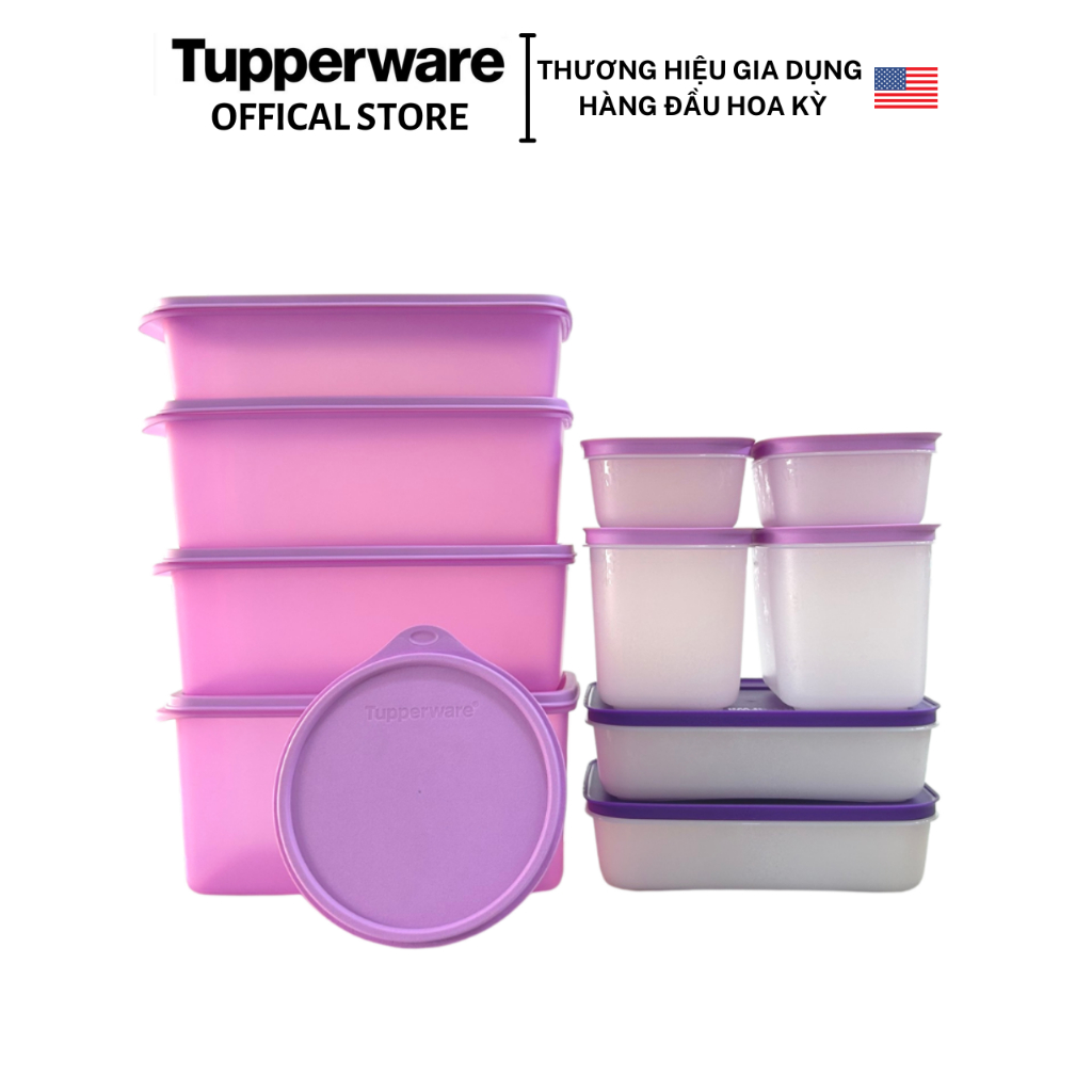 Combo trữ đông và trữ mát Tupperware Violet Freshia - Bảo hành trọn đời - Nhựa nguyên sinh an toàn sức khoẻ
