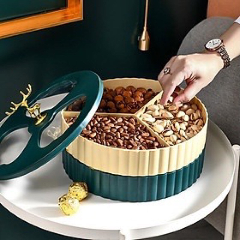 Khay mứt Tết  2 tầng hình hươu mẫu mới ra năm 2024, khay đựng bánh kẹo , hướng duong,bí, làm decorr