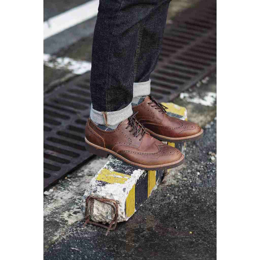 Giày tây nam da bò màu nâu BROGUE DA SÁP, giày văn phòng công sở