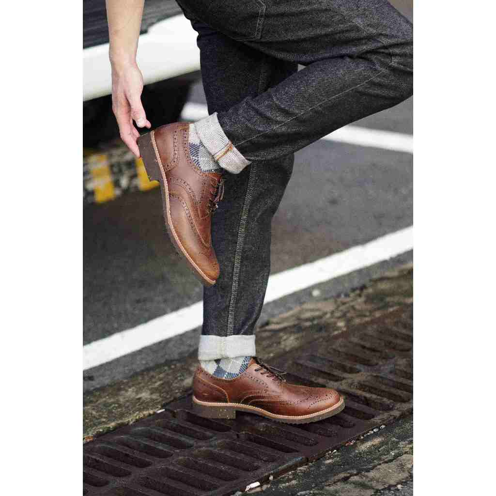 Giày tây nam da bò màu nâu BROGUE DA SÁP, giày văn phòng công sở