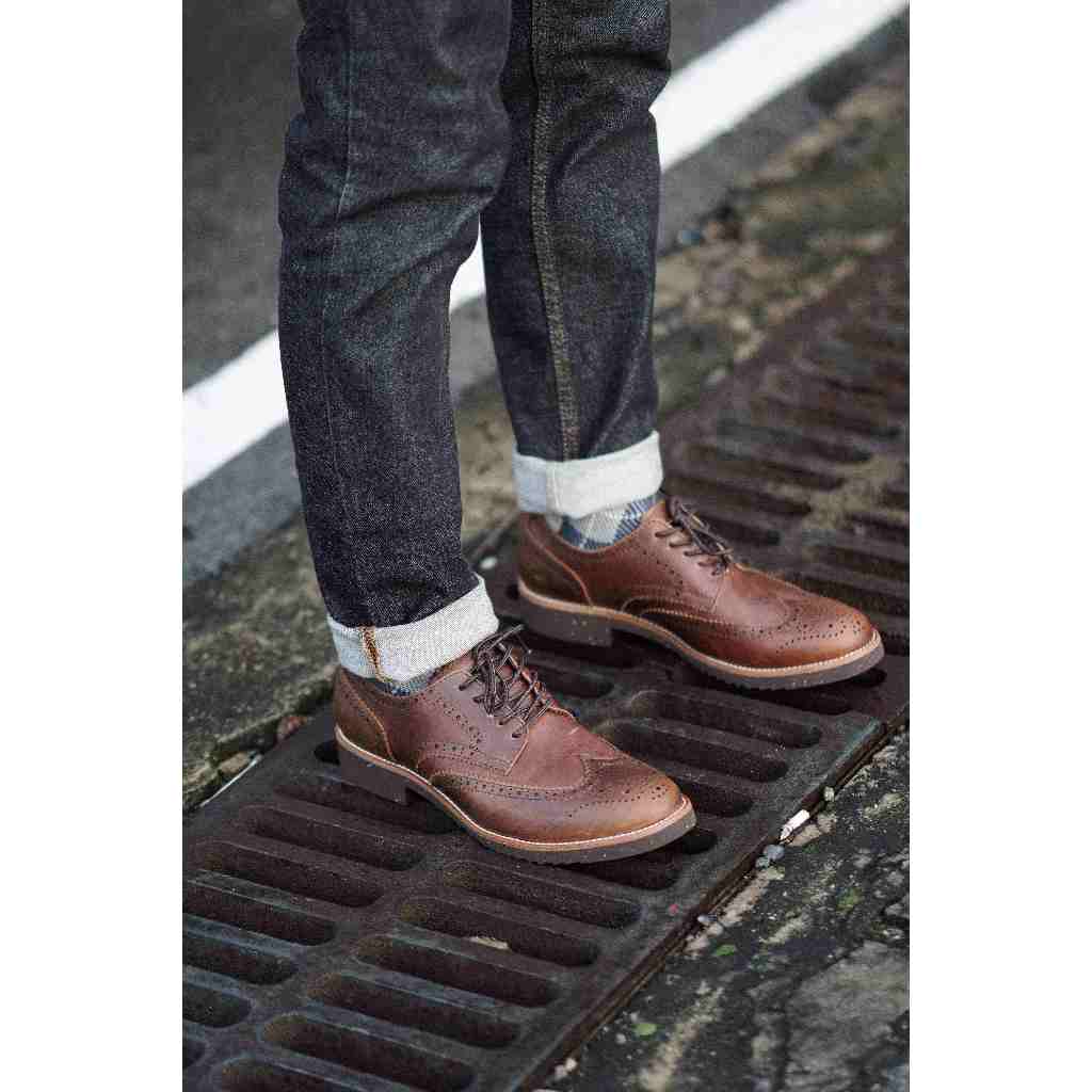 Giày tây nam da bò màu nâu BROGUE DA SÁP, giày văn phòng công sở