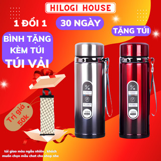Bình nước giữ nhiệt 1000ml đủ size HiLOGI 2 lớp inox nắp đậy kín, tặng túi chống va đập xước hỗ trợ bình giữ nhiệt