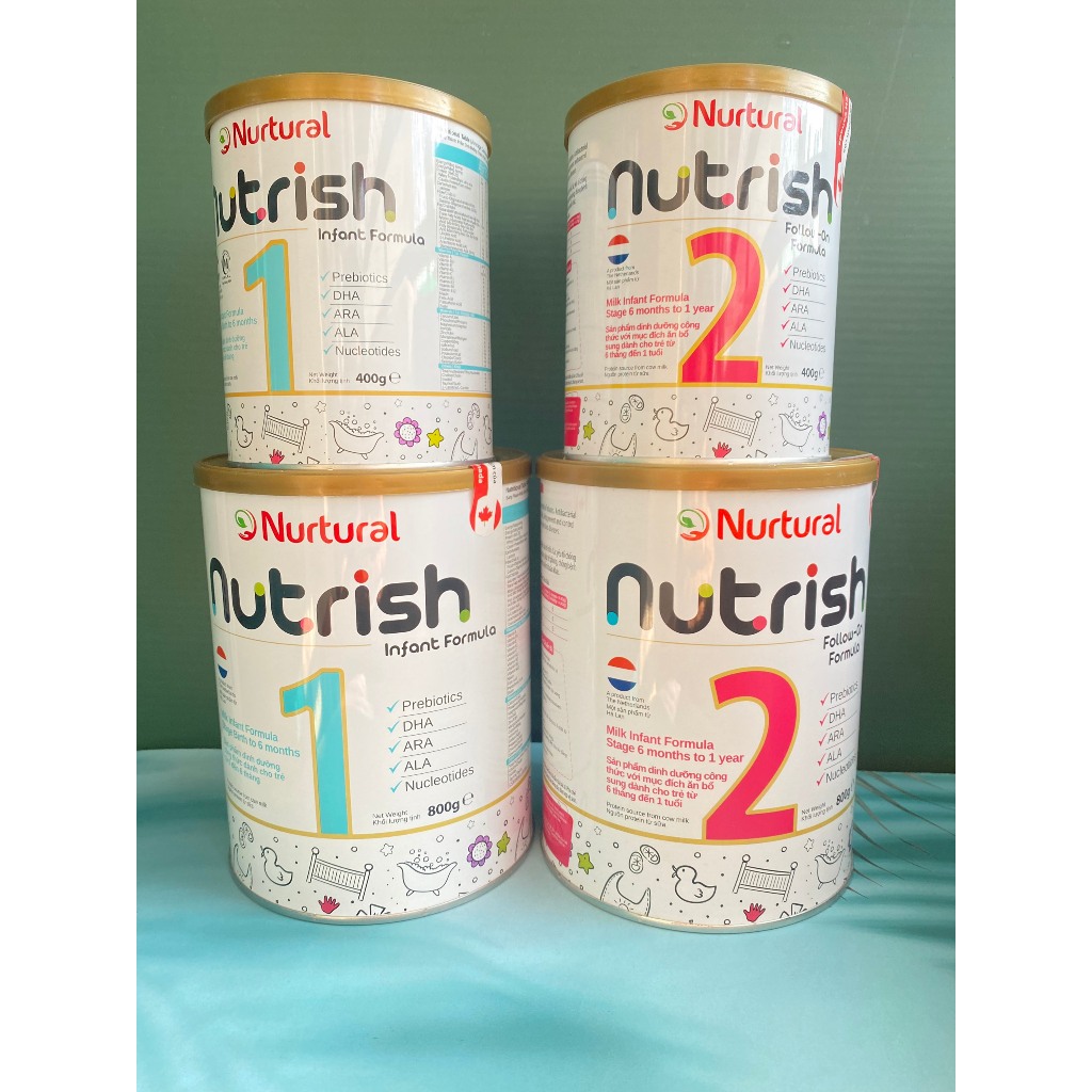 Sữa Nutrish số 1,2,3 Lon 400g, 800g giúp bé tăng cường hệ miễn dịch đường ruột, Nhập Khẩu Hà Lan - 1 Đổi 1 Nếu Lỗi NSX