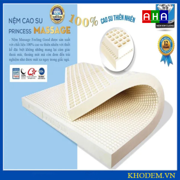 Đệm cao su Kim Cương xuất khẩu PRINCESS MASSAGE Gấm 160x200x10cm