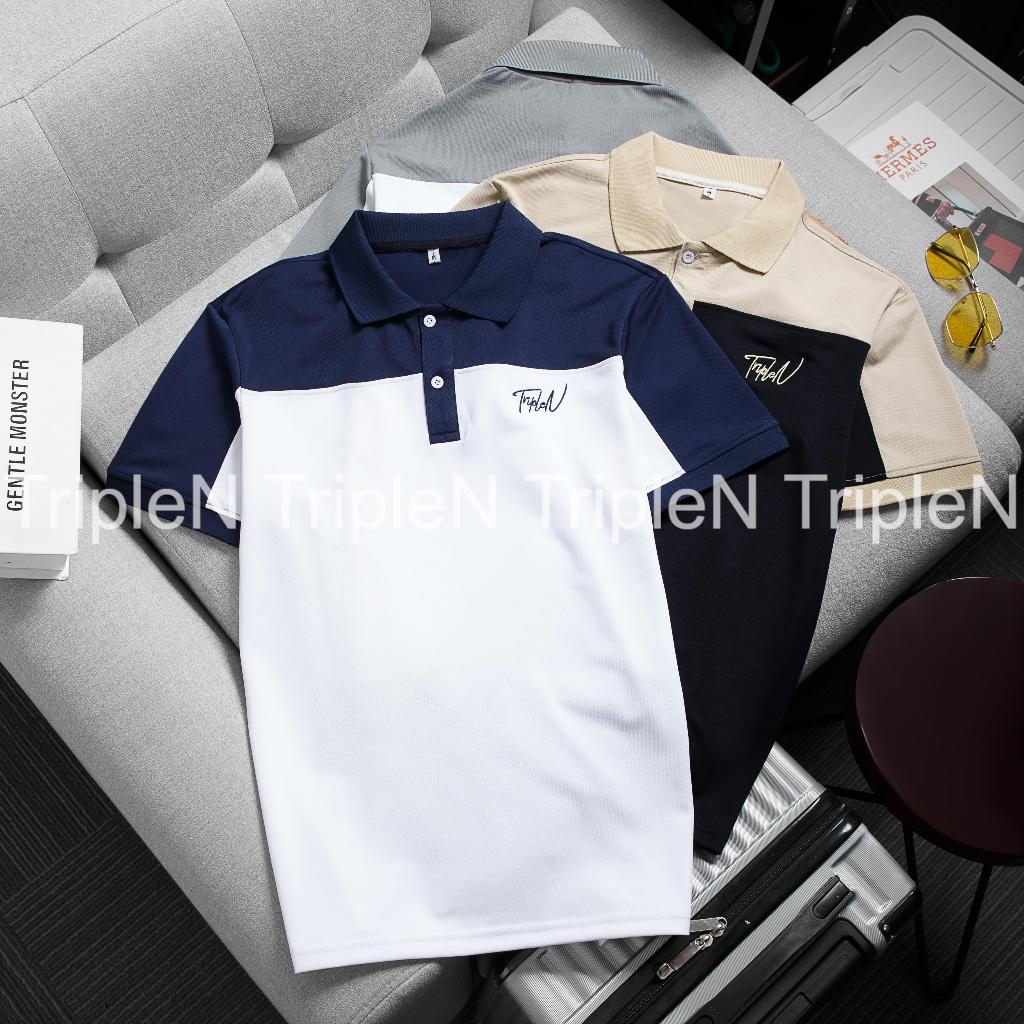 Áo thun polo nam TripleN phối màu trẻ trung chất liệu vải co giãn 4 chiều thoải mái