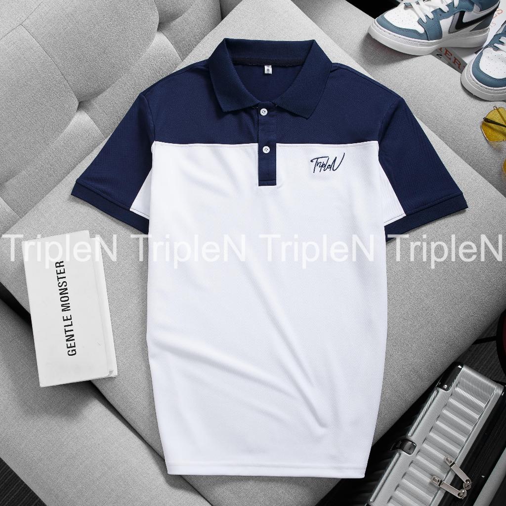 Áo thun polo nam TripleN phối màu trẻ trung chất liệu vải co giãn 4 chiều thoải mái