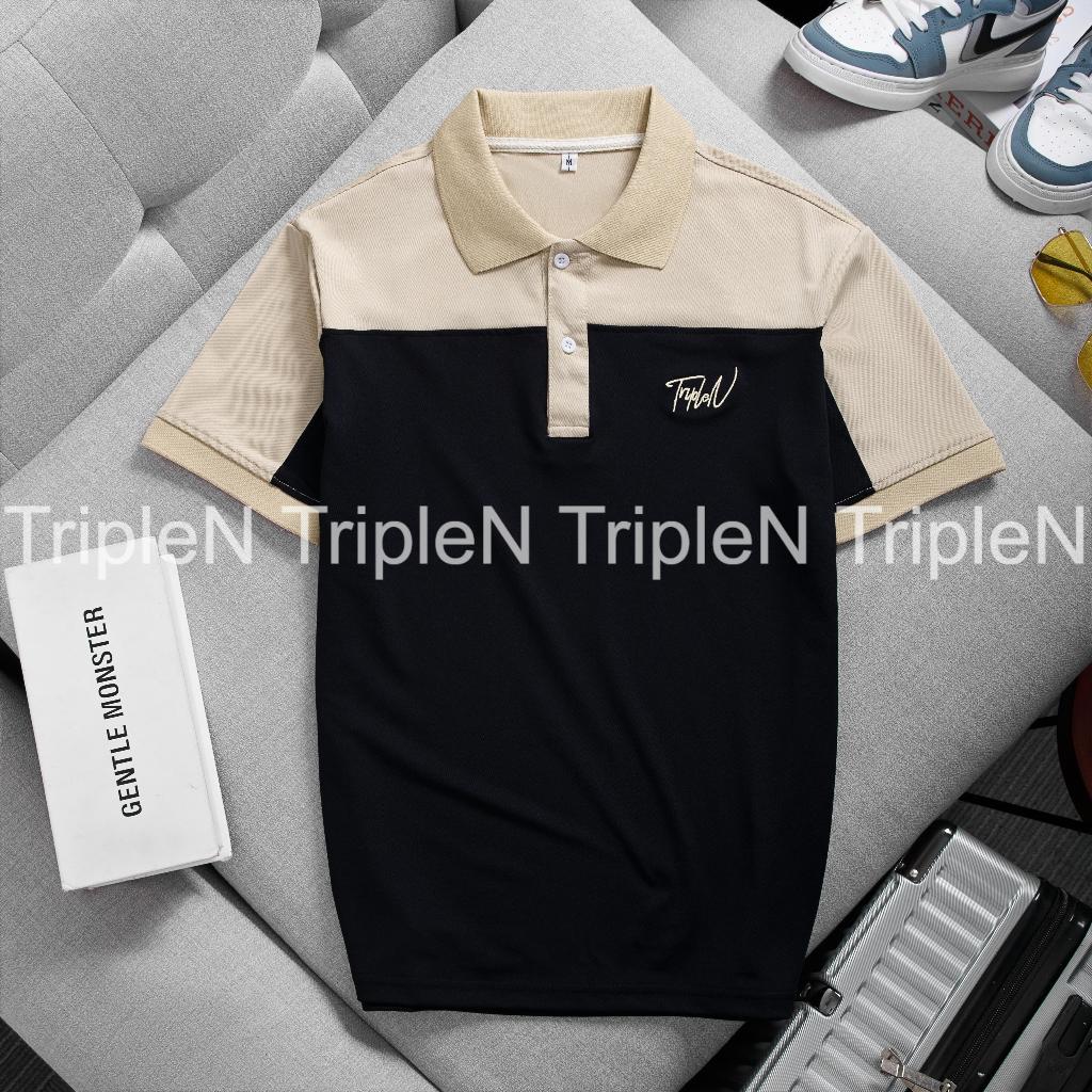 Áo thun polo nam TripleN phối màu trẻ trung chất liệu vải co giãn 4 chiều thoải mái