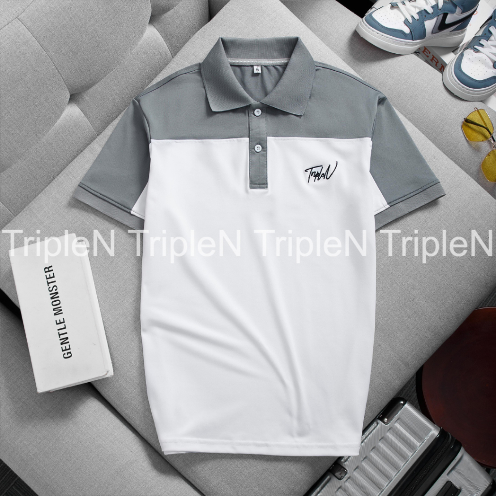 Áo thun polo nam TripleN phối màu trẻ trung chất liệu vải co giãn 4 chiều thoải mái