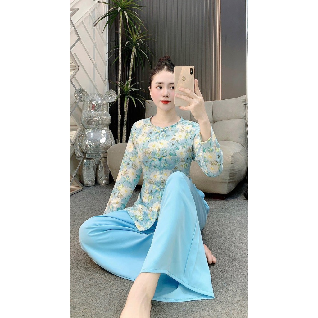 BỘ BÀ BA LỤA HOA 3D TAY DÀI