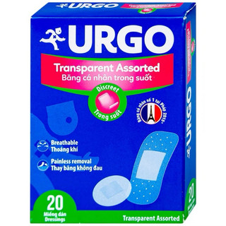 Băng cá nhân trong suốt 4 kích cỡ Urgo Transparent Assorted