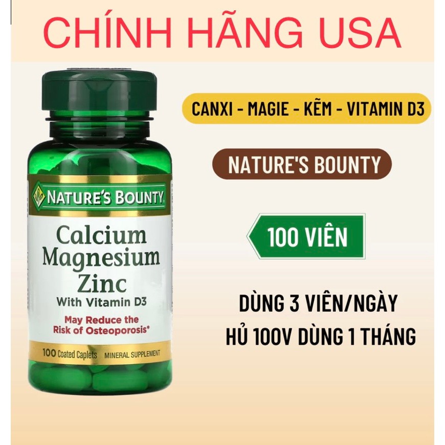 Viên uống Calcium Magnesium Zinc Nature Bounty 100 viên