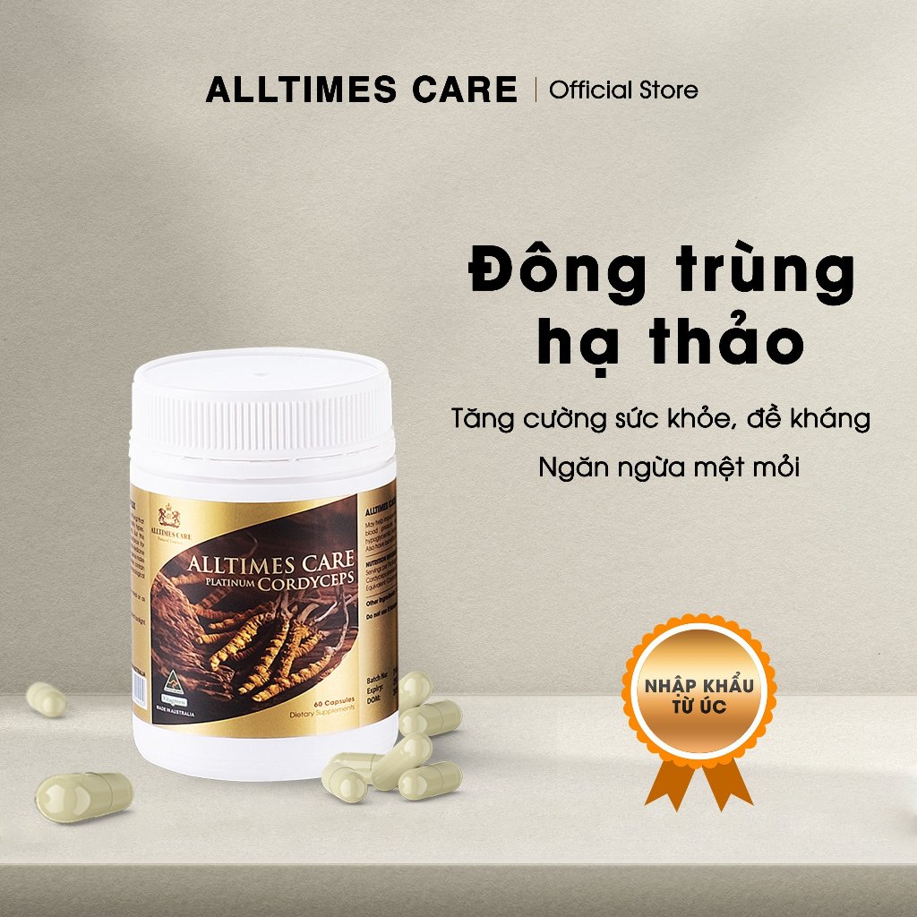 Viên uống Đông trùng hạ thảo ALLTIMES CARE PLATINUM CORDYCEPS - Hộp 60 viên tăng đề kháng, bồi bổ sức khỏe