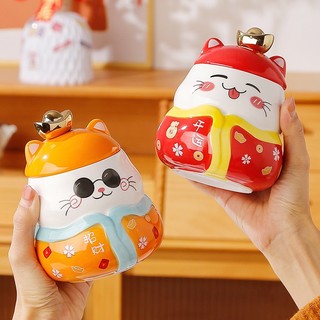 Fortune Cat Mug Cốc n ư ớc kỳ lạ Sáng tạo Dễ th ươ ng Hài h ư ớc Hộp quà Cá nhân Cốc gốm sứ ngộ ngh ĩ nh