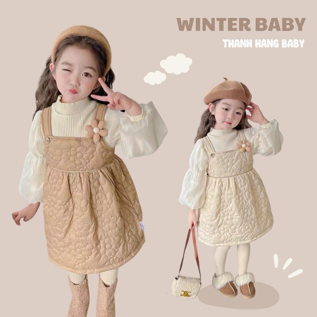 Set váy cho bé gái, set váy phao nhẹ cho bé Thanh Hằng Baby 11kg đến 23kg