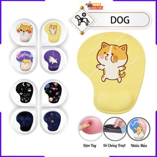 Lót chuột gaming có đệm tay silicon mouse pad game 3d dog cute