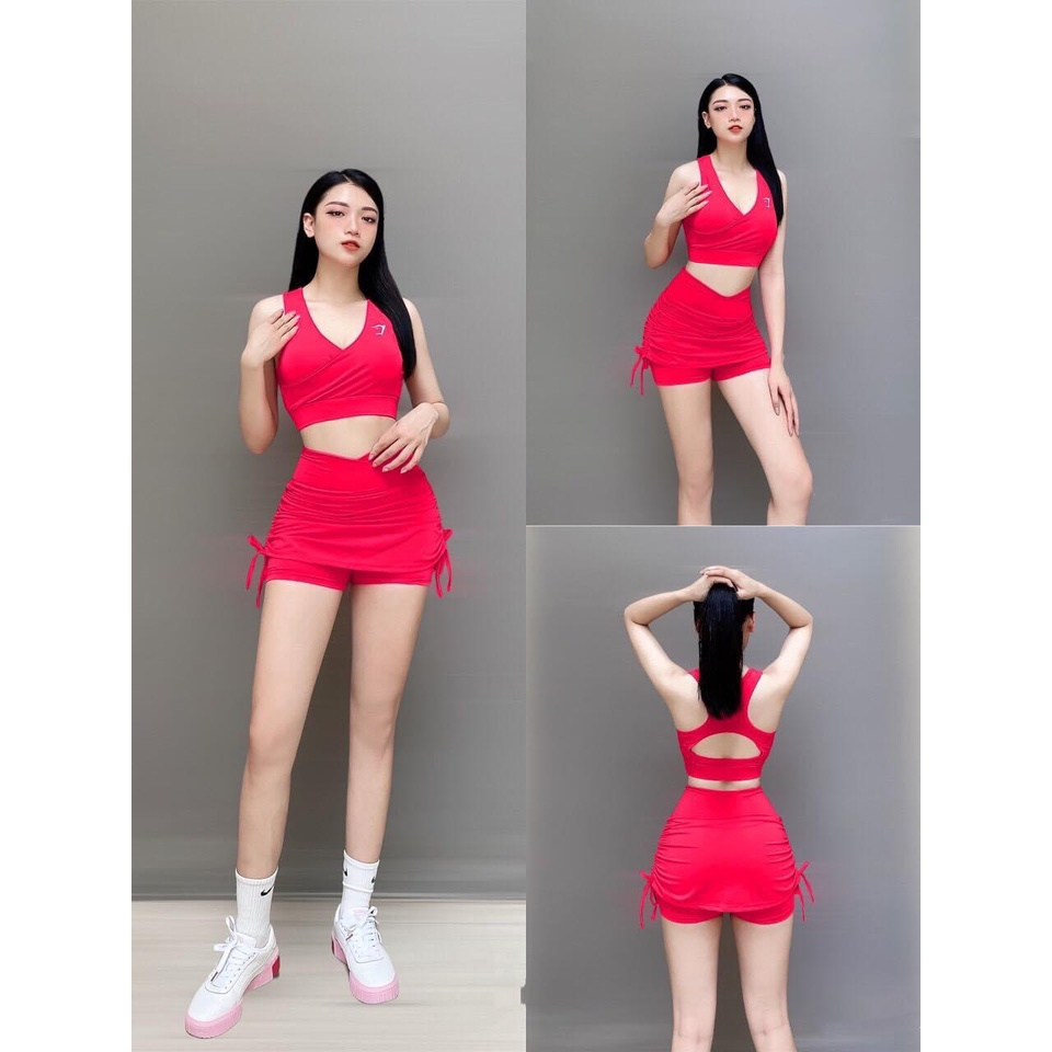 Đồ Tập Gym Nữ Quần Đùi Váy 2 Lớp Vải Co Giãn Thấm Hút Tốt Tập Thể Dục Gym Yoga Aerobic Picnic Dã Ngoại Nữ