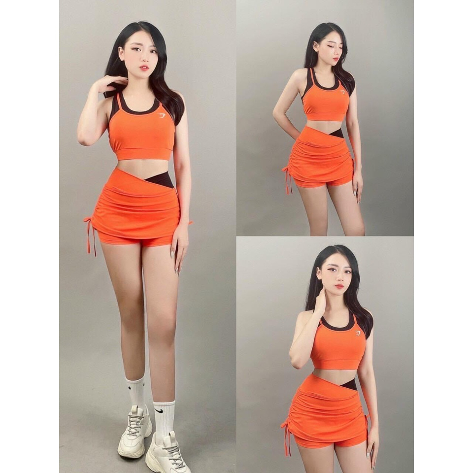 Đồ Tập Gym Nữ Quần Đùi Váy 2 Lớp Vải Co Giãn Thấm Hút Tốt Tập Thể Dục Gym Yoga Aerobic Picnic Dã Ngoại Nữ