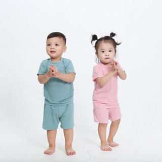 Bộ quần áo cộc tay cài vai vải Modal cao cấp siêu mềm mịn cho bé, set sơ sinh từ 3 tháng - 3 tuổi (4-15kg) Haki BM015