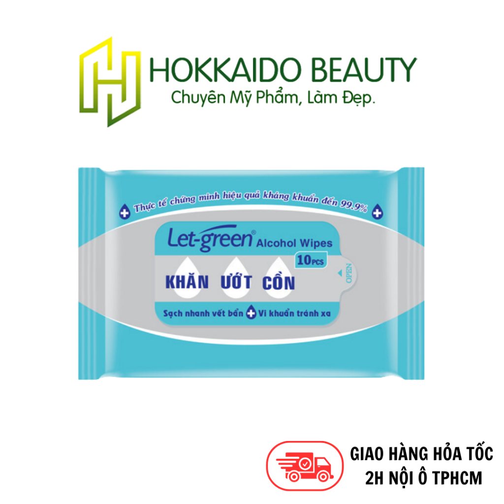 (Combo 2) Khăn ướt cồn Let-green gói 10 miếng [ Hokkaido Beauty ]
