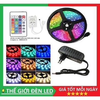 COMBO Dây đèn led đổi màu RGB 12V 5050 + Nguồn 12V5A nhựa + Remot điều khiển 12V