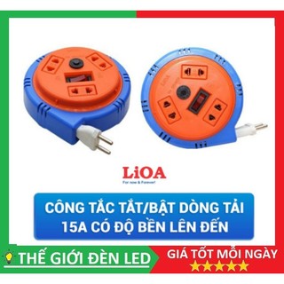 Ổ cắm quay lioa oqmn3-3 10a dây dài 3m, công suất 2200w, có cb bảo vệ quá tải