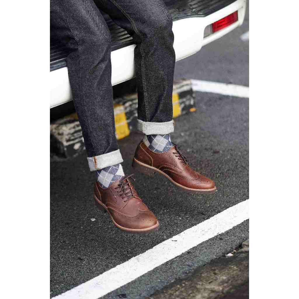 Giày tây nam da bò màu nâu BROGUE DA SÁP, giày văn phòng công sở