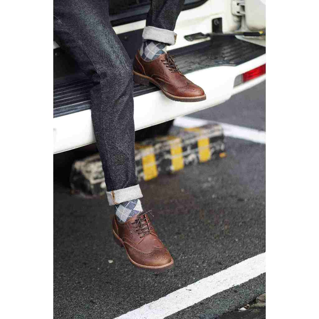 Giày tây nam da bò màu nâu BROGUE DA SÁP, giày văn phòng công sở