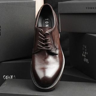 Giày tây nam da bê màu nâu POSTMAN CALFSKIN, giày công sở nam thời trang TONKIN