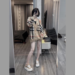 Áo Sweater Len Burberry Hoạ Tiết Kẻ Caro BBR - Áo Len Kẻ Caro Vàng Phong Cách Boy Phố Hàng Loại 1 Chất Len Dày Dặn