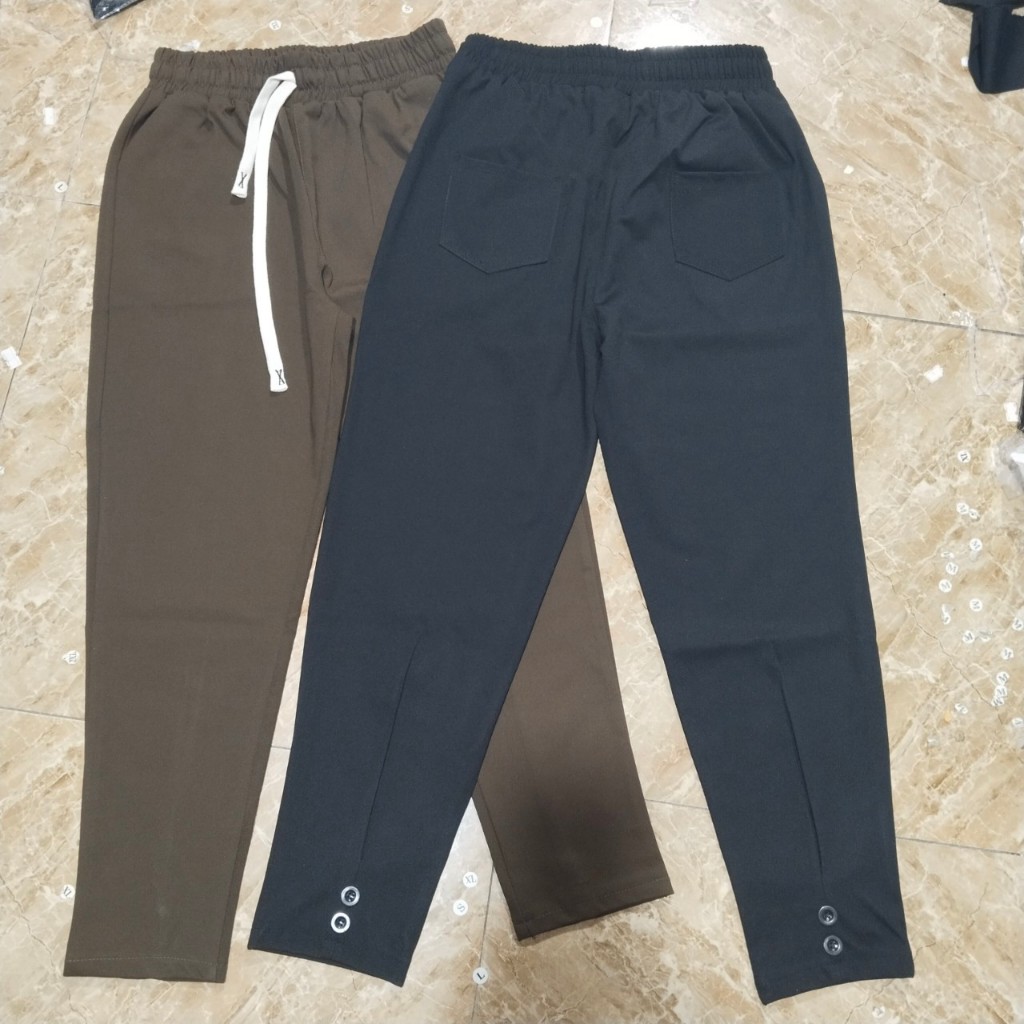 Quần Baggy dây ly gấu cúc sau, quần baggy nữ co túi ốp sau vải umi hàn co giãn 4 chiều không xù-xưởng may THUVU