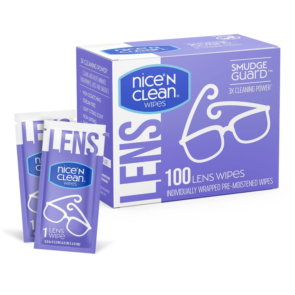 Giấy lau kính Ni.ce N CL.E.AN S.mu.dge.Gu.ard Eyeglass Cleaner, Lens Wipes (Hộp 100 tờ)