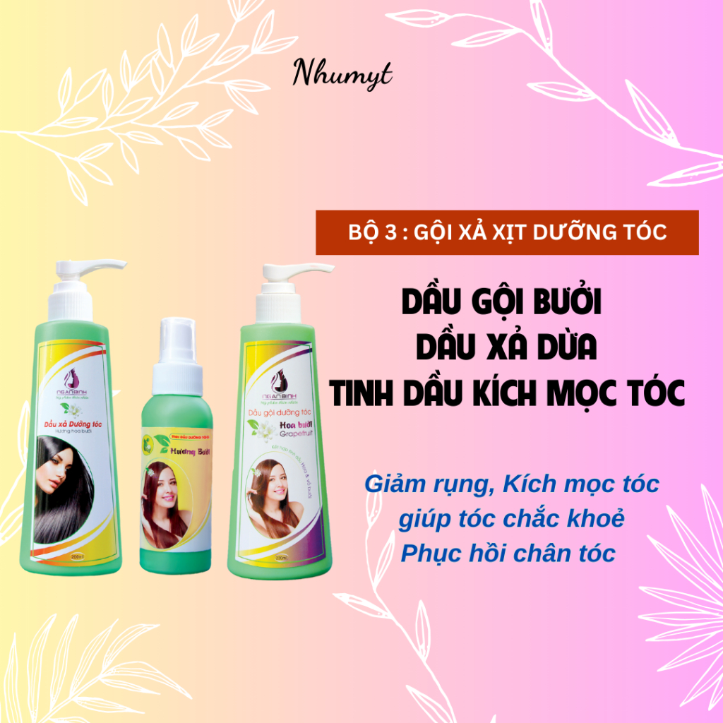 Bộ Dầu Gội, Xả, Tinh Dầu Bưởi Dưỡng Tóc Ngân Bình