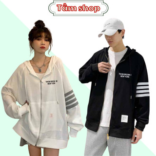Áo khoác Thom 4 Vạch Trắng Nam Nữ - Áo Khoác Khóa Kéo Bomber Uinsex Mẫu Mới Trẻ Đơn Giản Áo Hoodie Thu Đông - TâmShop