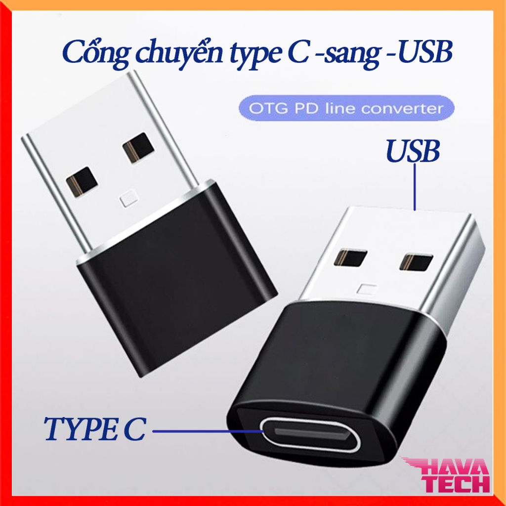 Đầu Chuyển từ Type C sang USB dùng cho Laptop, PC, cổng sạc tương thích các loại thiết bị điện tử.